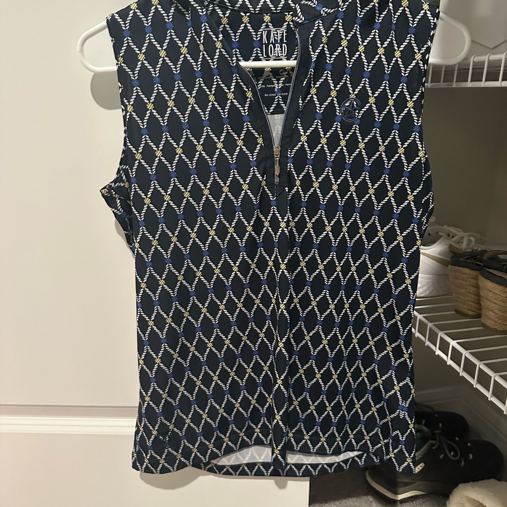 AFF Women's Navy and White Diamond Pattern Tank Top